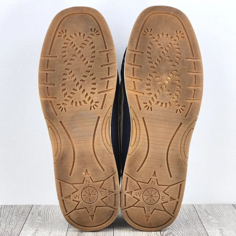 Khombu Womens Boat Shoe Sz 9.5 Tan Navy Sporty Summer Boating Sailing Deck Shoe